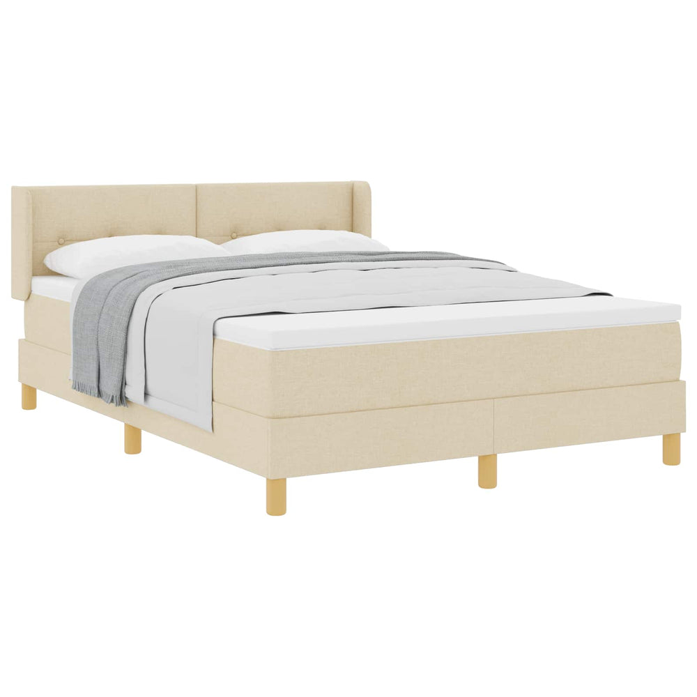vidaXL Lit coffre avec oreillers et tête de lit crème 200 x 140 cm tissu