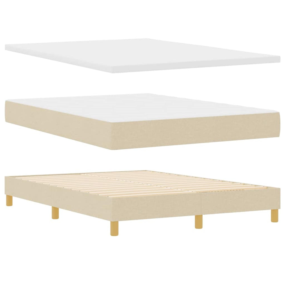 vidaXL Lit coffre avec oreillers et tête de lit crème 200 x 140 cm tissu