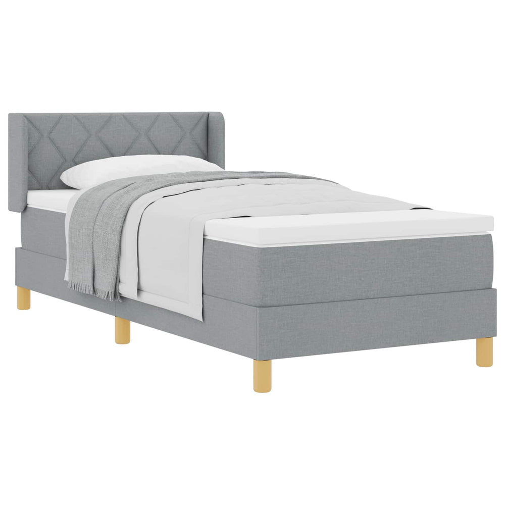 vidaXL Lit tapissier avec matelas Gris clair 190 x 90 cm Polyester