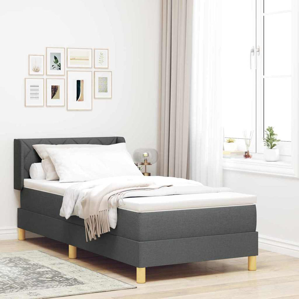 vidaXL Lit coffre avec matelas Gris foncé 190 x 90 cm Polyester