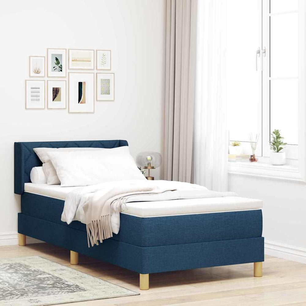 vidaXL Lit coffre avec matelas bleu 190 x 90 cm en polyester