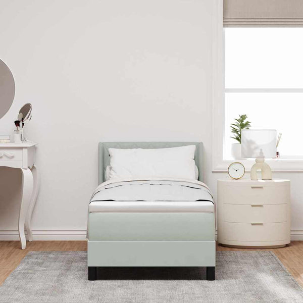 vidaXL Lit coffre tapissier avec tête de lit Gris clair 200 x 80 cm Velours