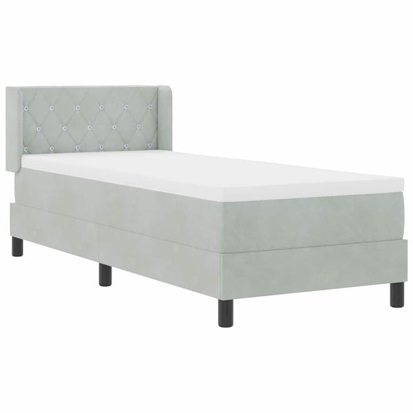 vidaXL Lit coffre tapissier avec tête de lit Gris clair 200 x 80 cm Velours