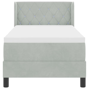 vidaXL Lit coffre tapissier avec tête de lit Gris clair 200 x 80 cm Velours