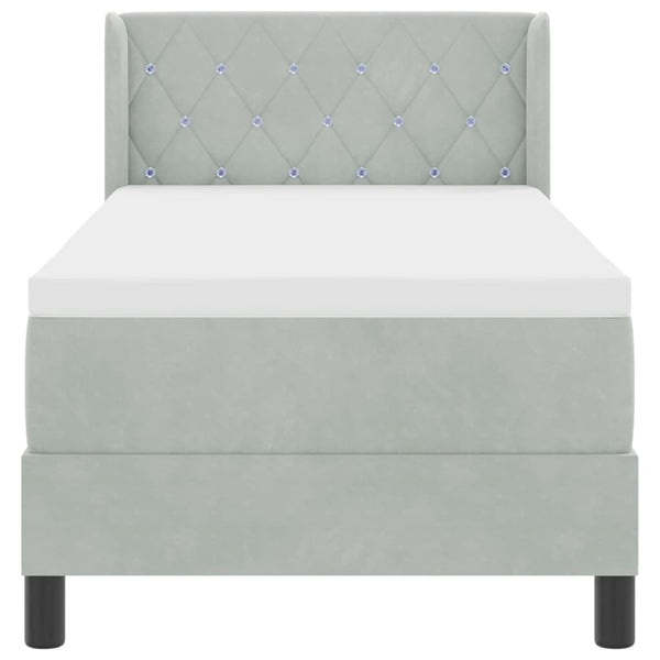 vidaXL Lit coffre tapissier avec tête de lit Gris clair 200 x 80 cm Velours