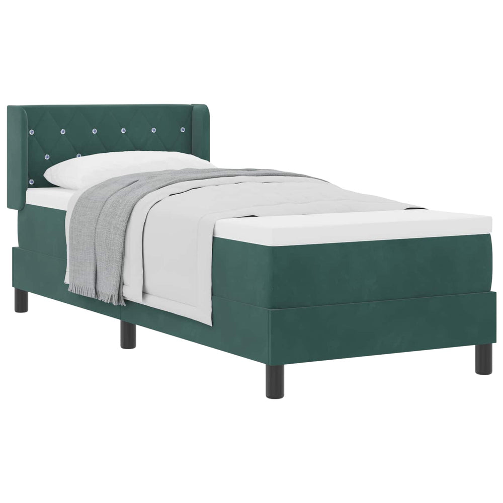 vidaXL Lit coffre avec tête de lit vert foncé 200 x 80 cm Velours