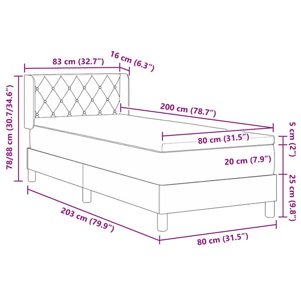Boxspringbett Rosa Samt 200x80 cm