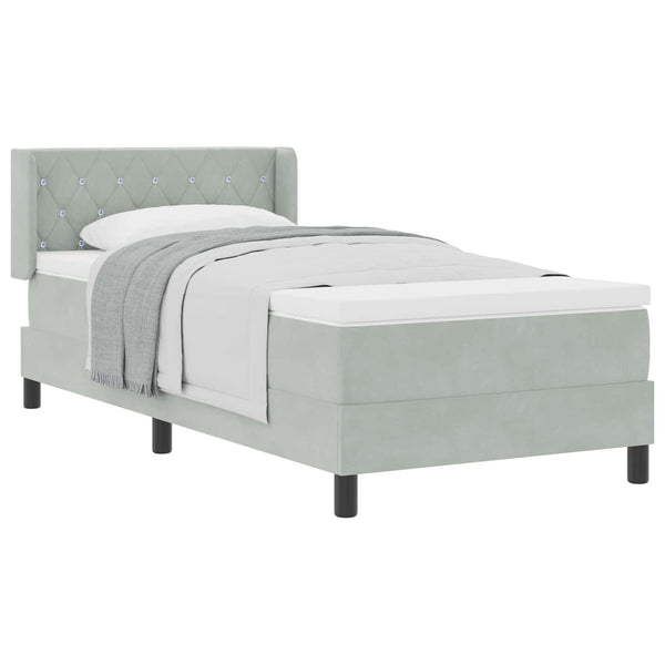 Boxspringbett Hellgrau Samt 190x90 cm