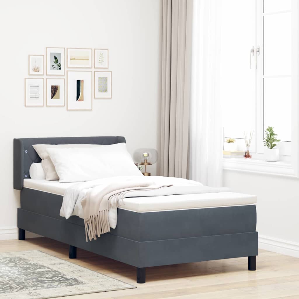 Boxspringbett Dunkelgrau Samt 190x90 cm