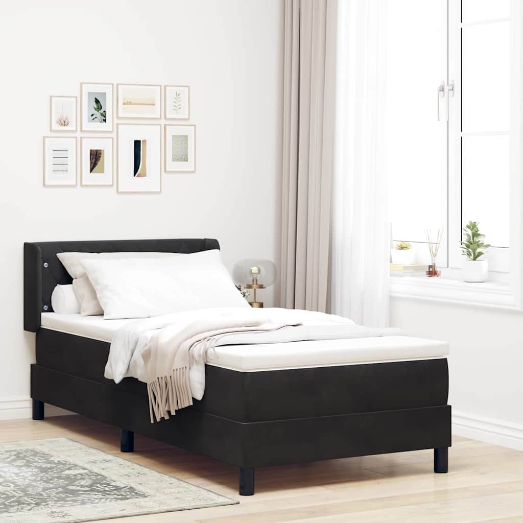 vidaXL Lit coffre avec tête de lit Noir 190 x 90 cm Velours