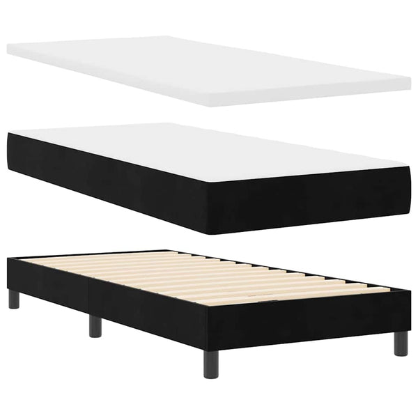 vidaXL Lit coffre avec tête de lit Noir 190 x 90 cm Velours