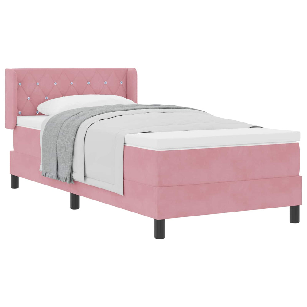 vidaXL Lit coffre avec tête de lit Rose 190 x 90 cm Velours