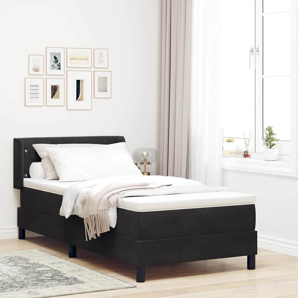 vidaXL Lit tapissier avec tête de lit noir 200 x 90 cm velours