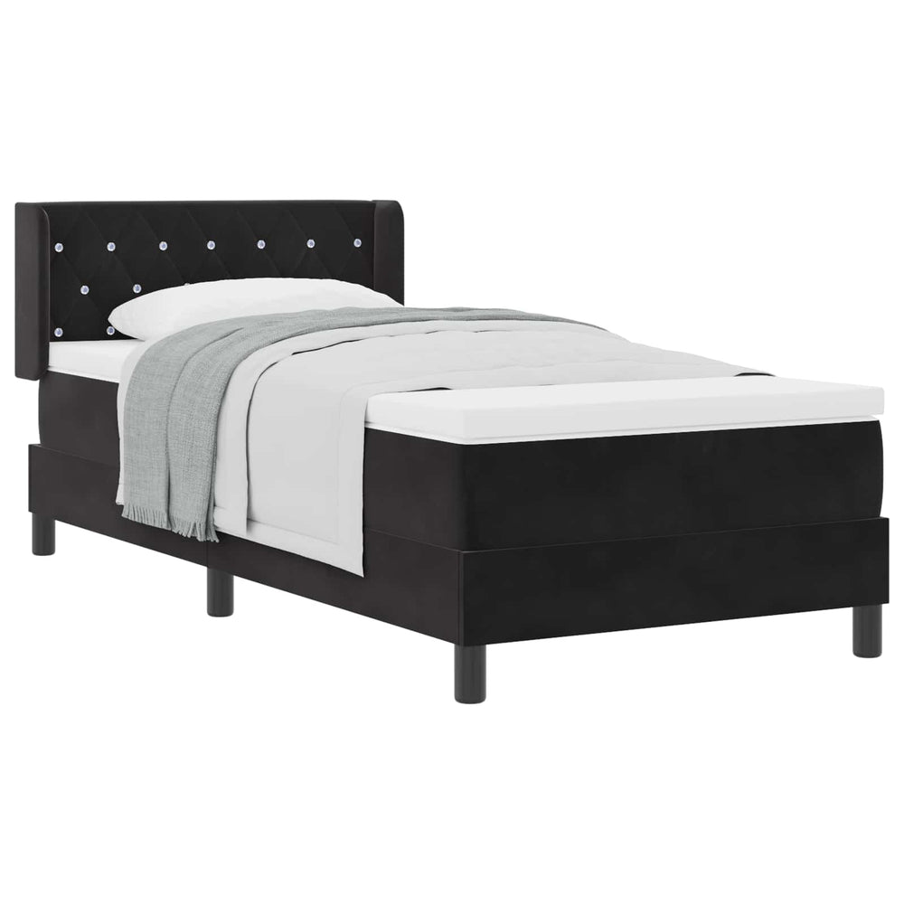 vidaXL Lit tapissier avec tête de lit noir 200 x 90 cm velours