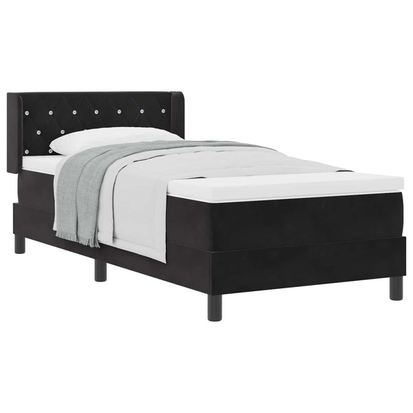 vidaXL Lit tapissier avec tête de lit noir 200 x 90 cm velours