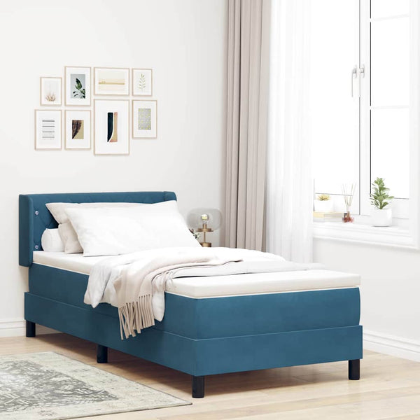vidaXL Lit coffre avec tête de lit bleu foncé 200 x 90 cm velours