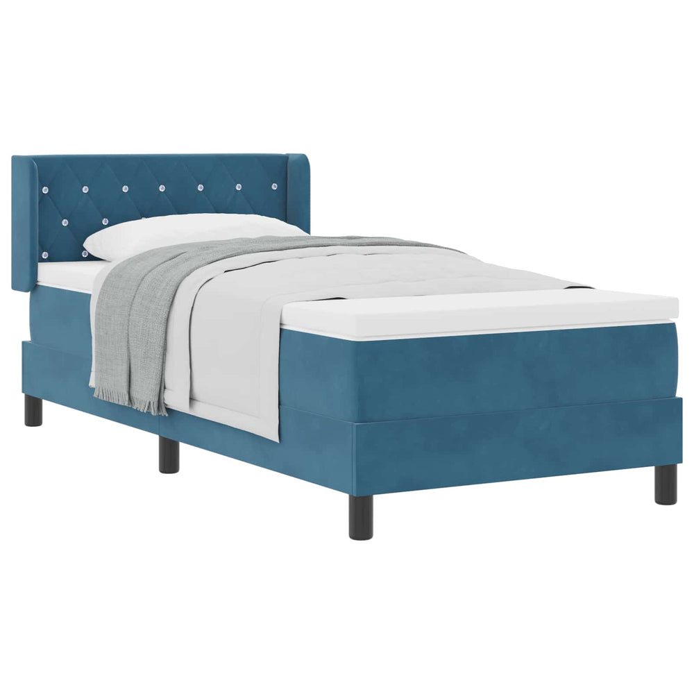 vidaXL Lit coffre avec tête de lit bleu foncé 200 x 90 cm velours
