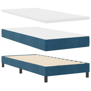 vidaXL Lit coffre avec tête de lit bleu foncé 200 x 90 cm velours