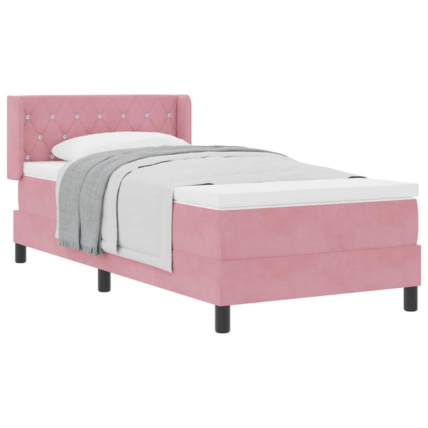 vidaXL Lit avec sommier tapissier et tête de lit velours rose 200 x 90 cm