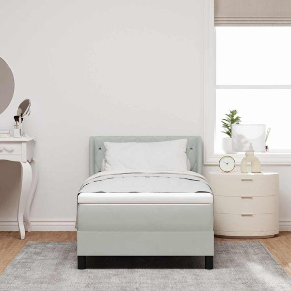 vidaXL Lit tapissier avec tête de lit gris clair 200 x 100 cm Velours