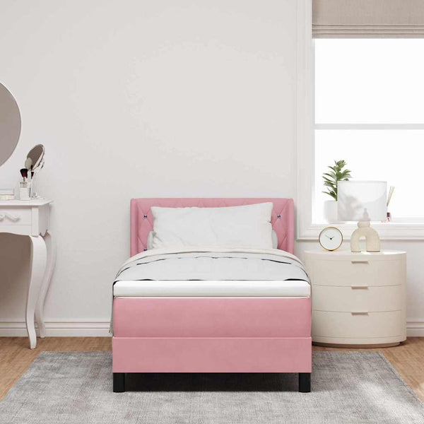 vidaXL Lit coffre avec tête de lit Rose 200 x 100 cm Velours