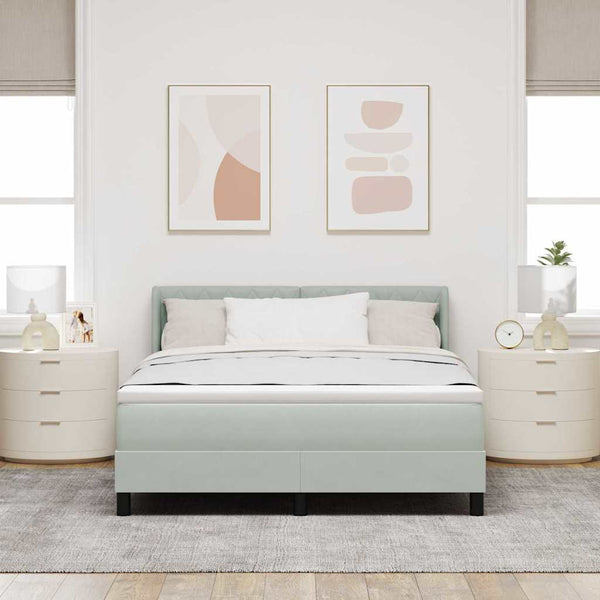 Boxspringbett mit Kopfteil Hellgrau 190x140 cm