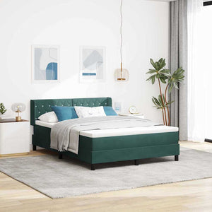 vidaXL Lit coffre avec tête de lit vert foncé 190 x 140 cm velours