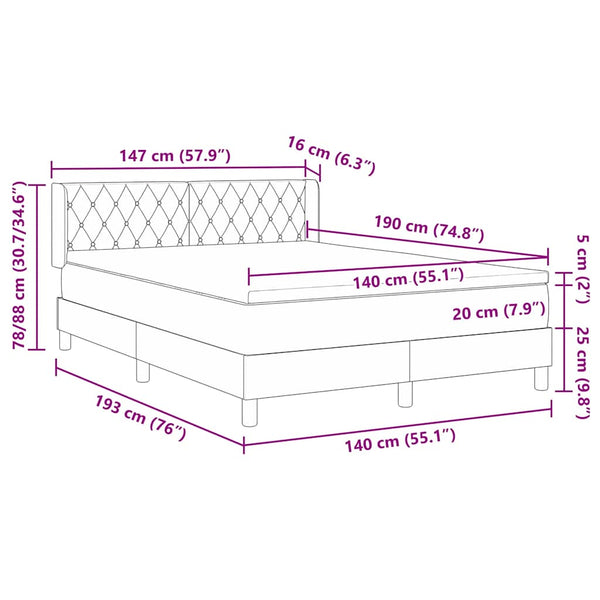 Boxspringbett Dunkelblau Samt 140x190 cm