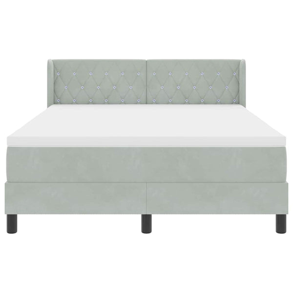 Boxspringbett Hellgrau Samt 200x140 cm