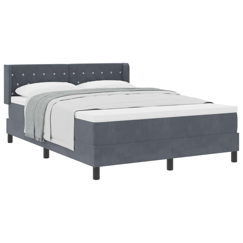 vidaXL Lit coffre avec tête de lit gris foncé 200 x 160 cm Velours