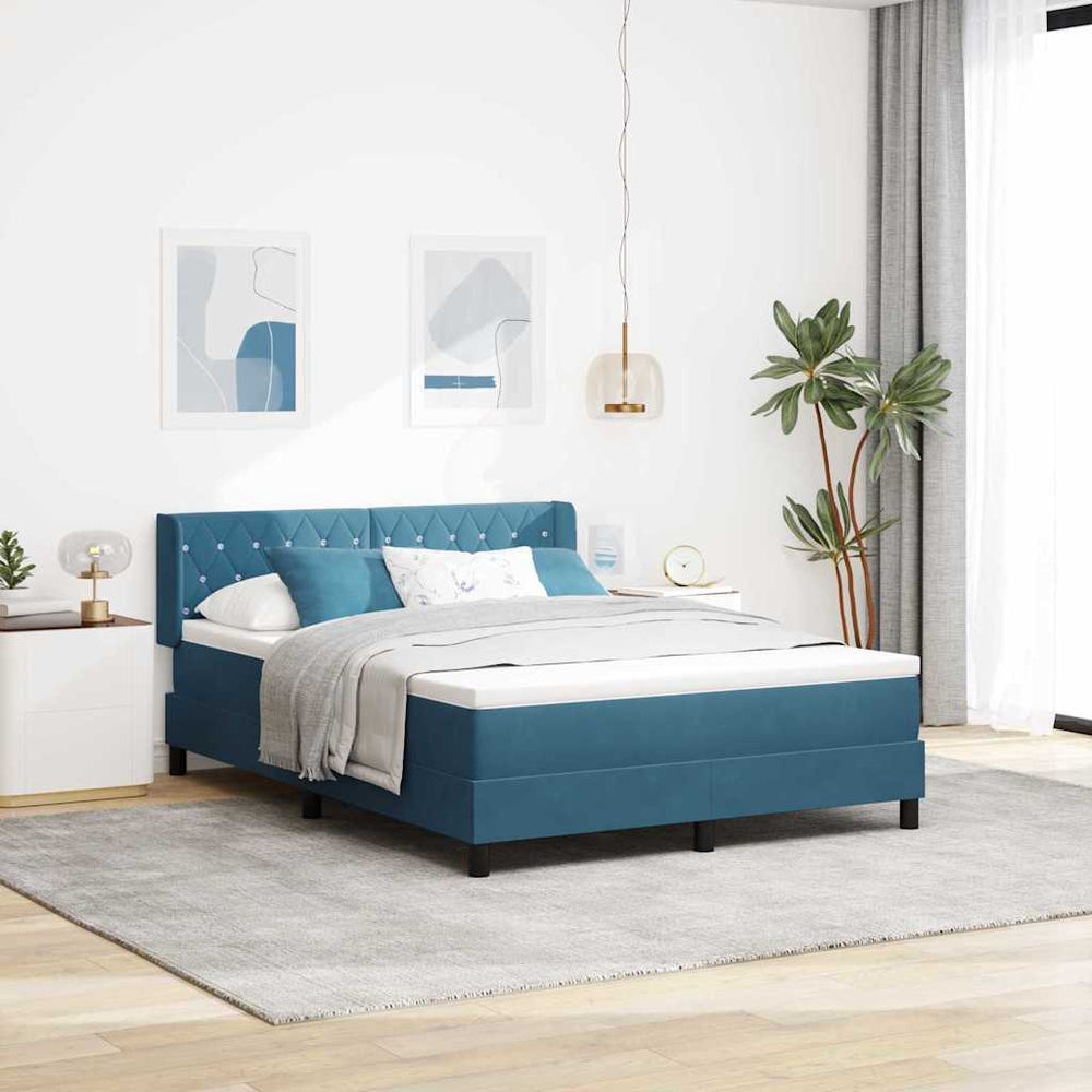 vidaXL Lit tapissier avec tête de lit Bleu foncé 200 x 160 cm Velours