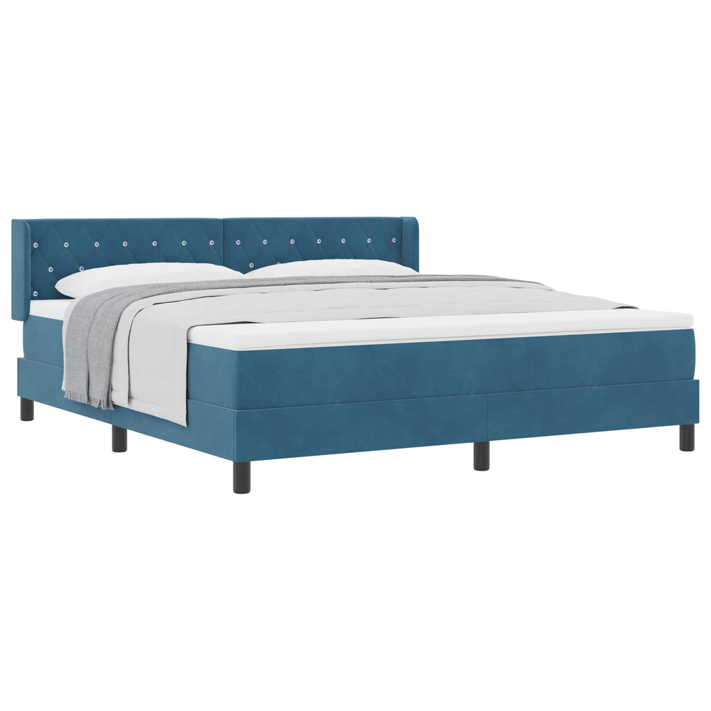 vidaXL Lit continental avec tête de lit bleu foncé 200 x 180 cm velours