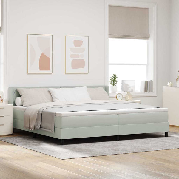vidaXL Lit coffre avec tête de lit gris clair 200 x 200 cm velours