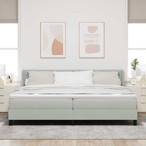 vidaXL Lit coffre avec tête de lit gris clair 200 x 200 cm velours