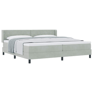 vidaXL Lit coffre avec tête de lit gris clair 200 x 200 cm velours