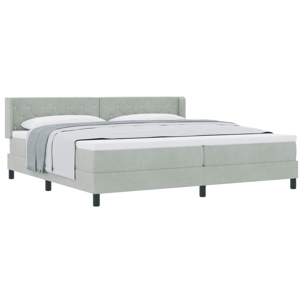 vidaXL Lit coffre avec tête de lit gris clair 200 x 200 cm velours