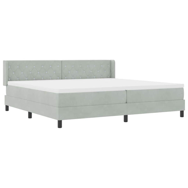 vidaXL Lit coffre avec tête de lit gris clair 200 x 200 cm velours