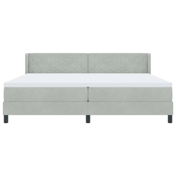 vidaXL Lit coffre avec tête de lit gris clair 200 x 200 cm velours