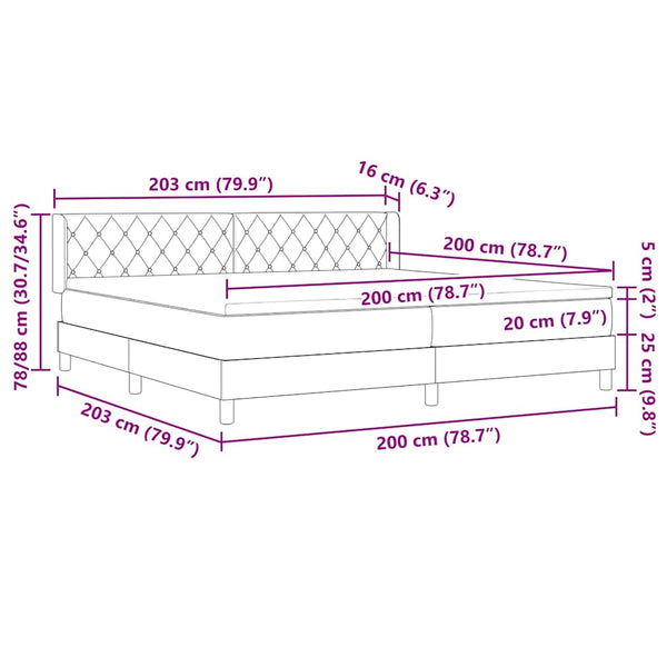 vidaXL Lit coffre avec tête de lit gris clair 200 x 200 cm velours