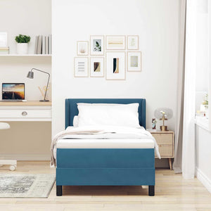 vidaXL Lit coffre avec tête de lit bleu foncé 200 x 100 cm velours