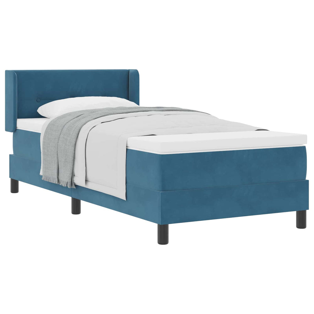 vidaXL Lit coffre avec tête de lit bleu foncé 200 x 100 cm velours