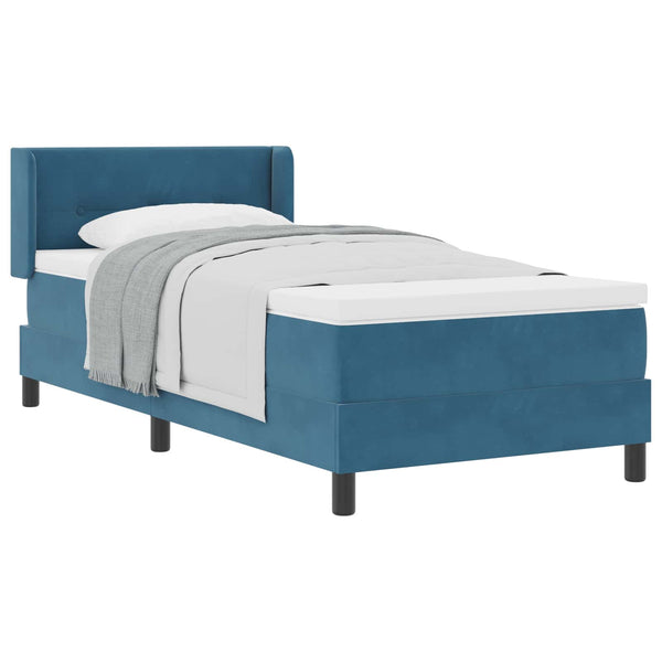 vidaXL Lit coffre avec tête de lit bleu foncé 200 x 100 cm velours