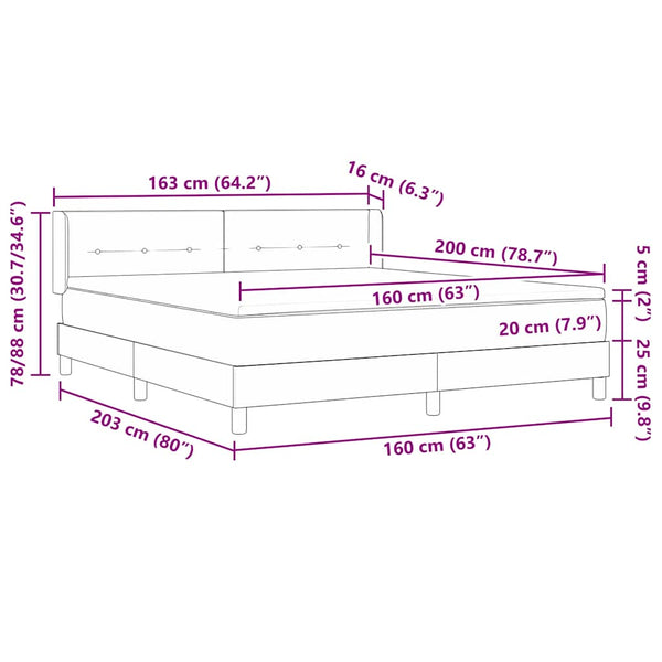 Boxspringbett Schwarz Samt 200x160 cm