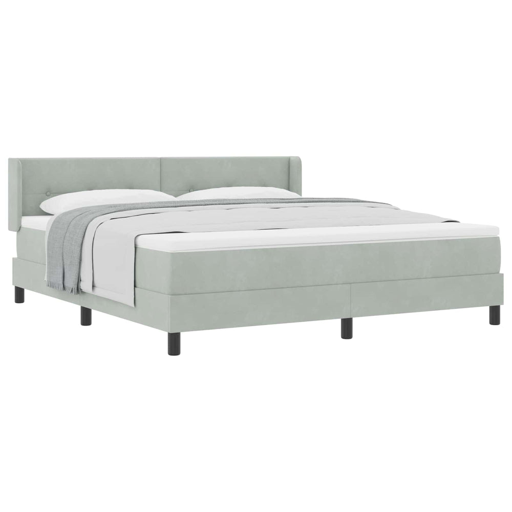 vidaXL Lit boxspring avec tête de lit Gris clair 200 x 180 cm Velours