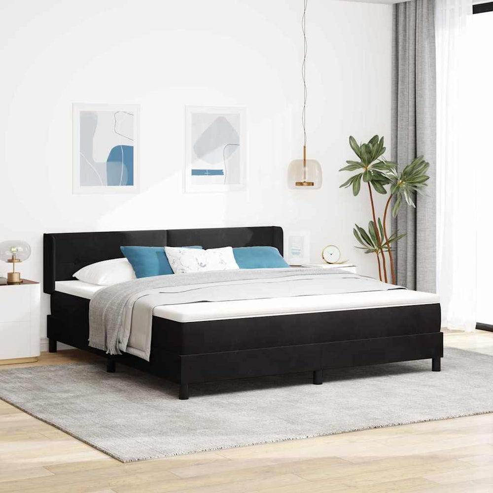 vidaXL Lit coffre avec tête de lit noir 200 x 180 cm velours