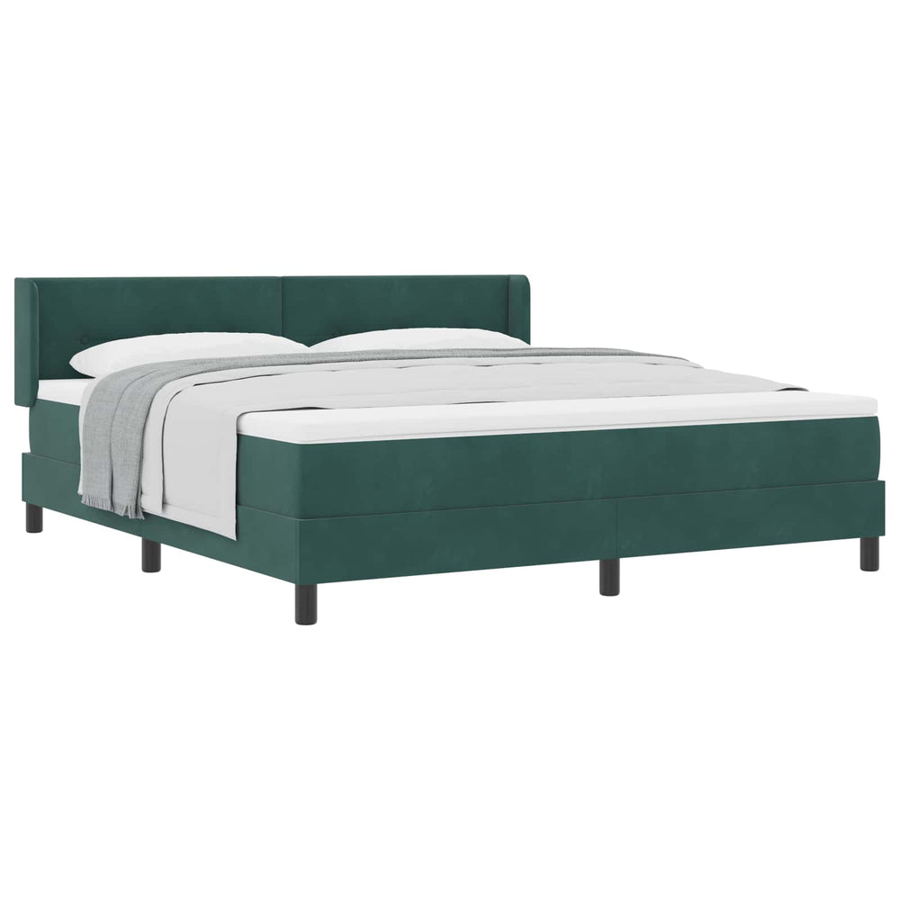 vidaXL Lit boxspring avec tête de lit vert foncé 200 x 180 cm velours