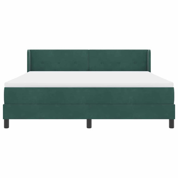 vidaXL Lit boxspring avec tête de lit vert foncé 200 x 180 cm velours