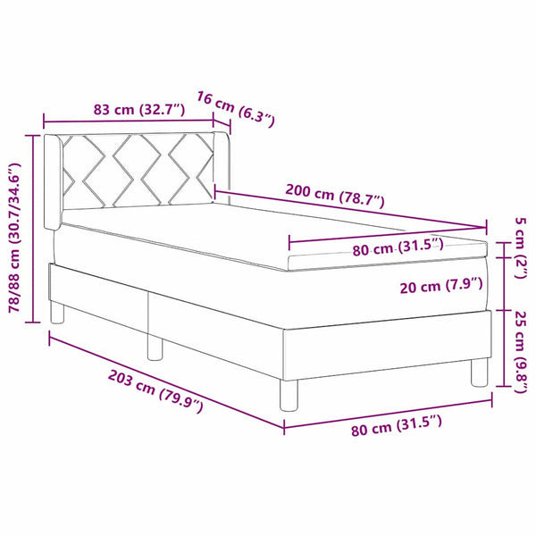 Boxspringbett Dunkelblau Samt 200x80 cm