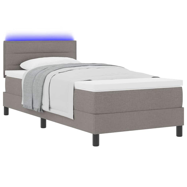 vidaXL Lit coffre avec matelas et LED taupe 80 x 200 cm tissu