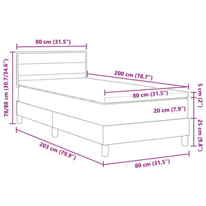vidaXL Lit coffre tapissier avec matelas et LED Crème 80 x 200 cm Tissu
